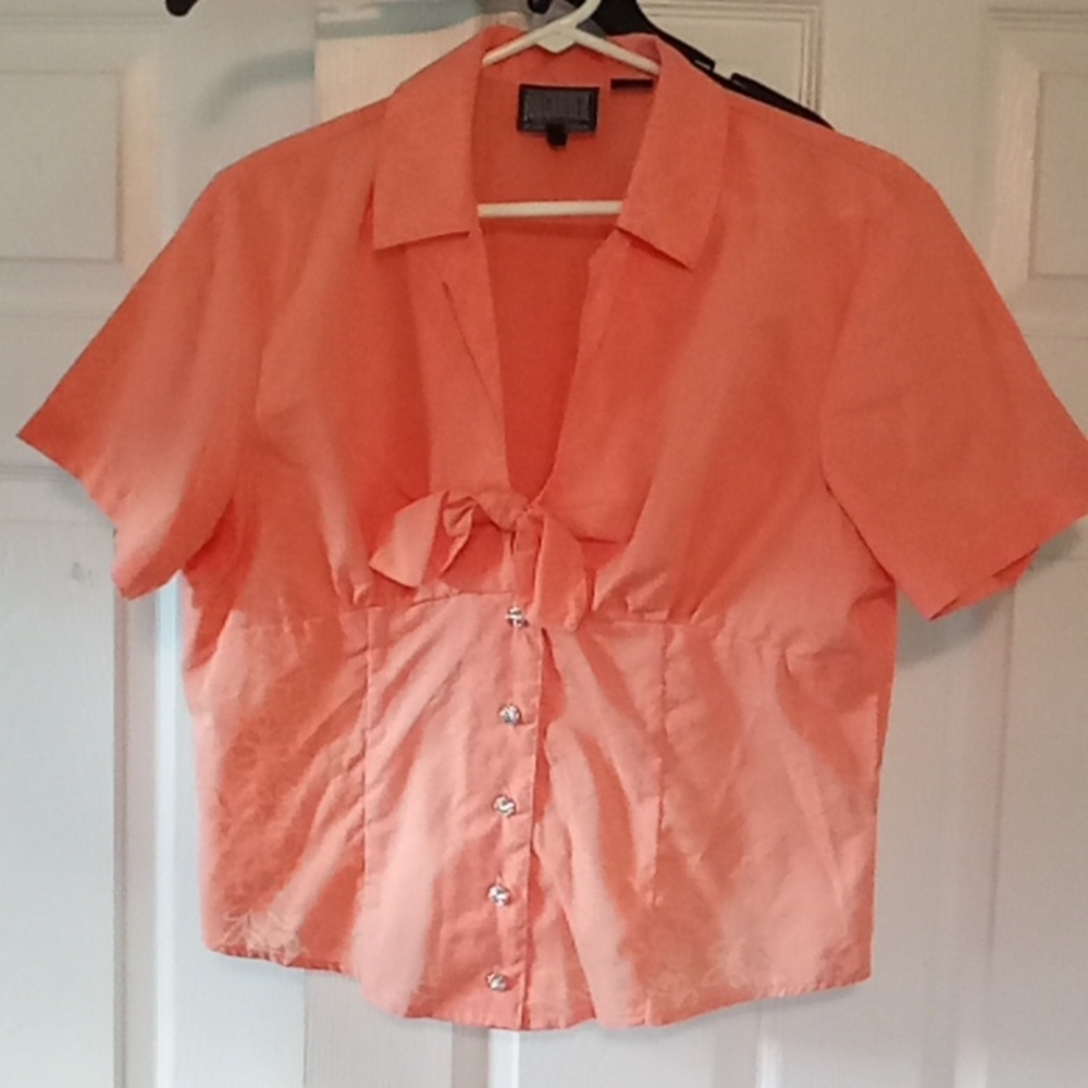 Elegant Peach Button-Up Blouse